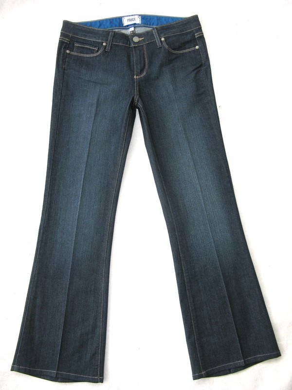 Paige Premium Skyline Bootcut Jeans Women Sz 29 Dark Blue Distressed+Stretch L29