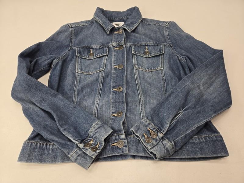 PAIGE Rowan Jacket In Maryanne Blue Denim Size M Womens