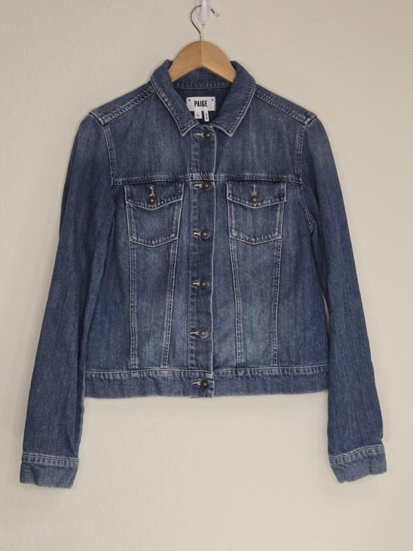 PAIGE Rowan Jacket in Maryanne Blue Denim Size M Womens