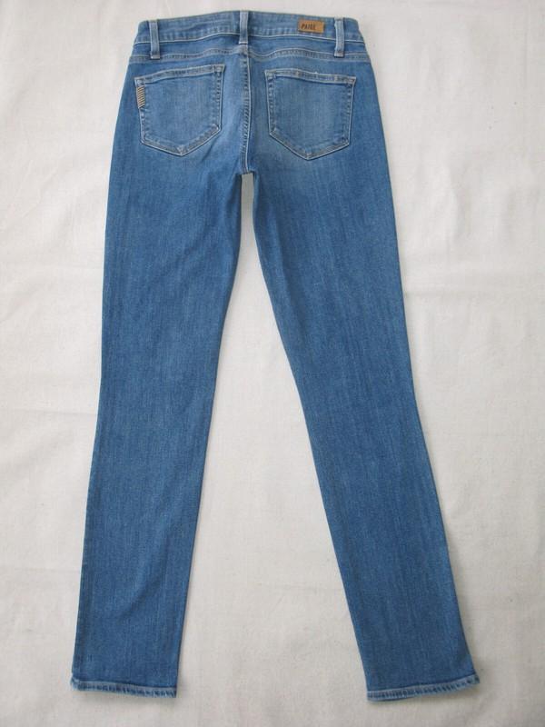 Paige Skyline Ankle Peg Jeans Women Size 26 Blue Distressed+Stretch L28.5