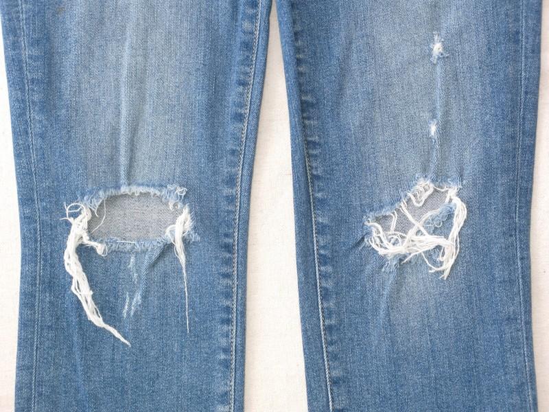 Paige Skyline Ankle Peg Jeans Women Size 26 Blue Distressed+Stretch L28.5