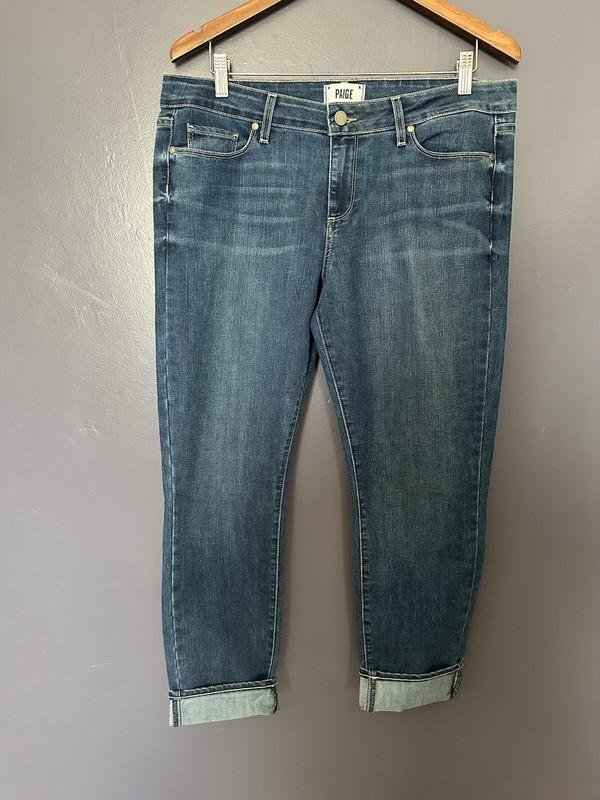 PAIGE Skyline Ankle Peg Stretch Cotton Skinny Jean In Mila Wash Size 32