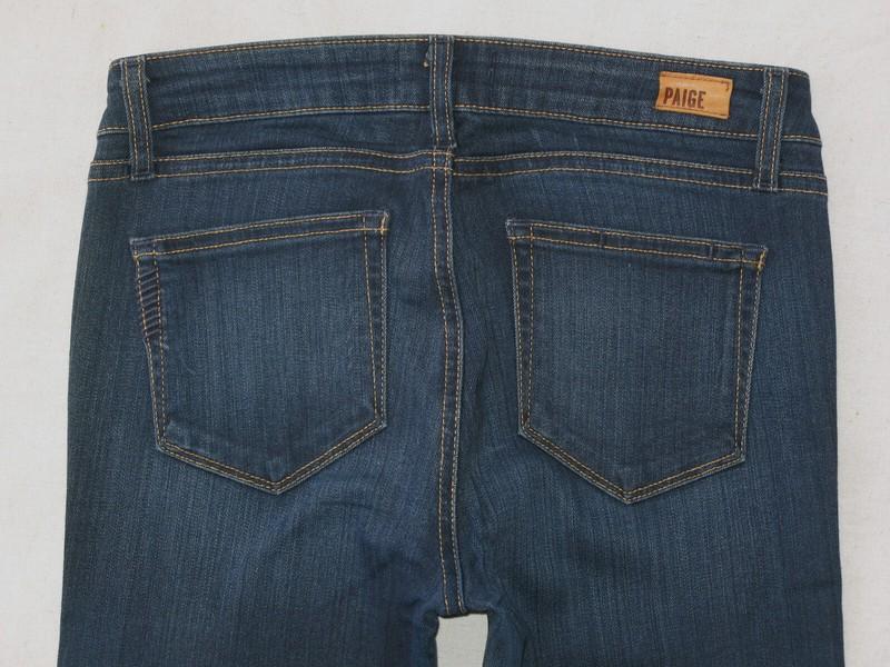 Paige Skyline Skinny Jeans Women Size 26 Dark Blue Distressed + Stretch L29