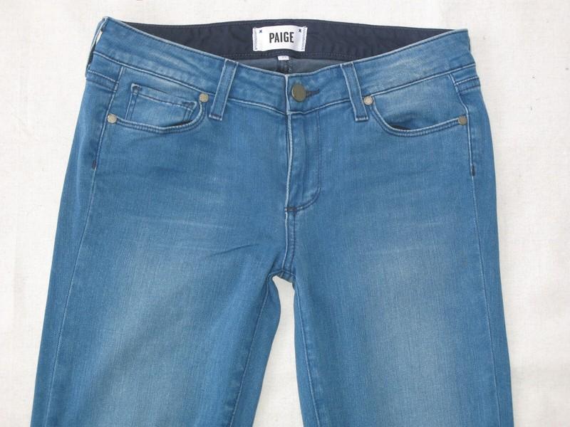 Paige Skyline Skinny Jeans Women Size 27 Light Blue Distressed + Stretch L31