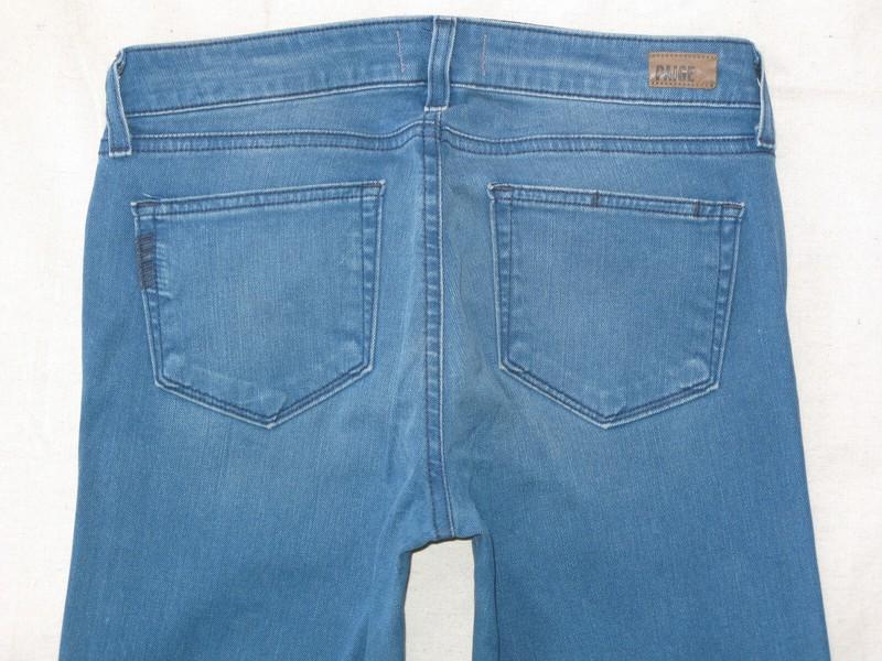 Paige Skyline Skinny Jeans Women Size 27 Light Blue Distressed + Stretch L31