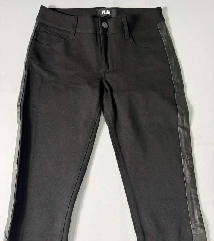 PAIGE Verdugo Tuxedeo Black Genuine Leather Strip Size 24