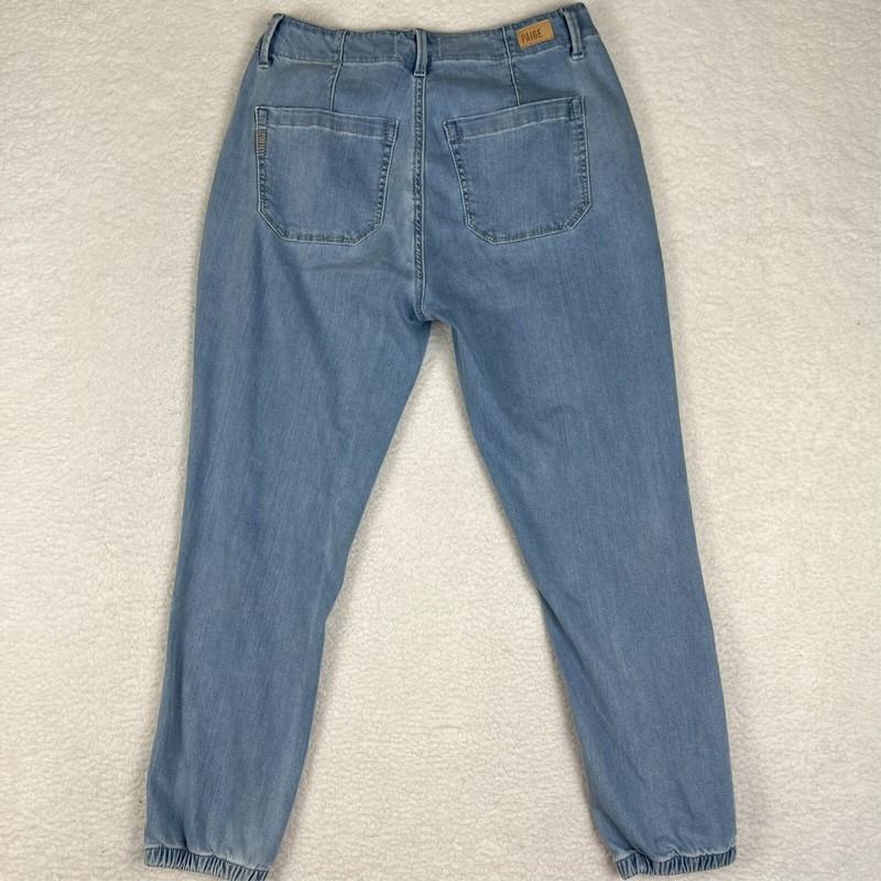 Paige Womens Jeans Size 27 Jogger Elastic Ankles Tapered Cuffed Relaxed Fit Blue