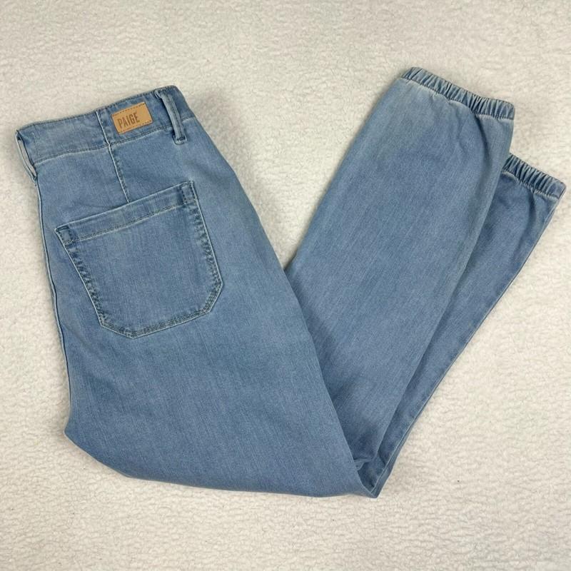 Paige Womens Jeans Size 27 Jogger Elastic Ankles Tapered Cuffed Relaxed Fit Blue