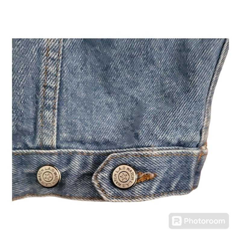 Painted Pony Womens Vintage Denim Vest With Faux Fur Collar Size S