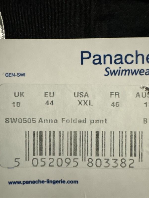 Panache Black Swim Bikini Bottom Anna Folded XXL NWT