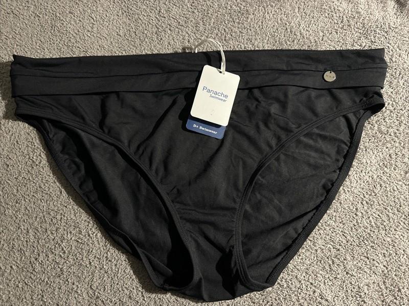 Panache Black Swim Bikini Bottom Anna Folded XXL NWT