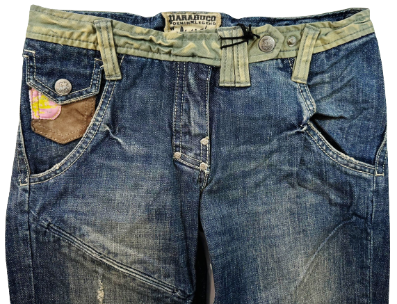 Parasuco Women's Low Rise Boot Cut Jeans Size 27 Distressed Embroidered