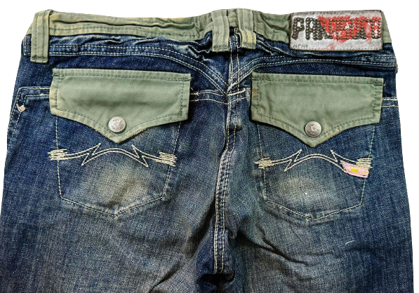 Parasuco Women's Low Rise Boot Cut Jeans Size 27 Distressed Embroidered