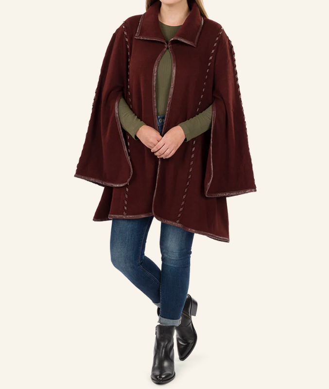 Patricia Nash Whipstitched Cape W/ Sleeves BLACK +GIFT W/ PURCHASE 768122