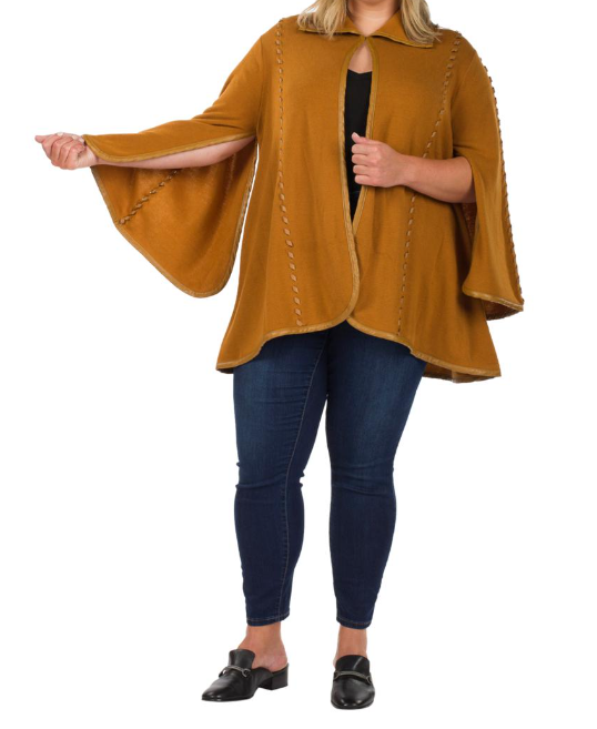 Patricia Nash Whipstitched Cape W/ Sleeves BLACK +GIFT W/ PURCHASE 768122