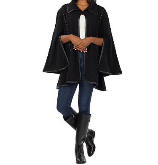 Patricia Nash Whipstitched Cape w/ Sleeves BLACK +GIFT w/ PURCHASE 768122