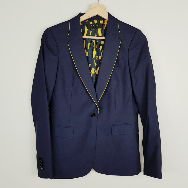 [ PAUL SMITH Black ] Womens Wool Blend Blazer Jacket Size IT 40 or AU 8 / US 4