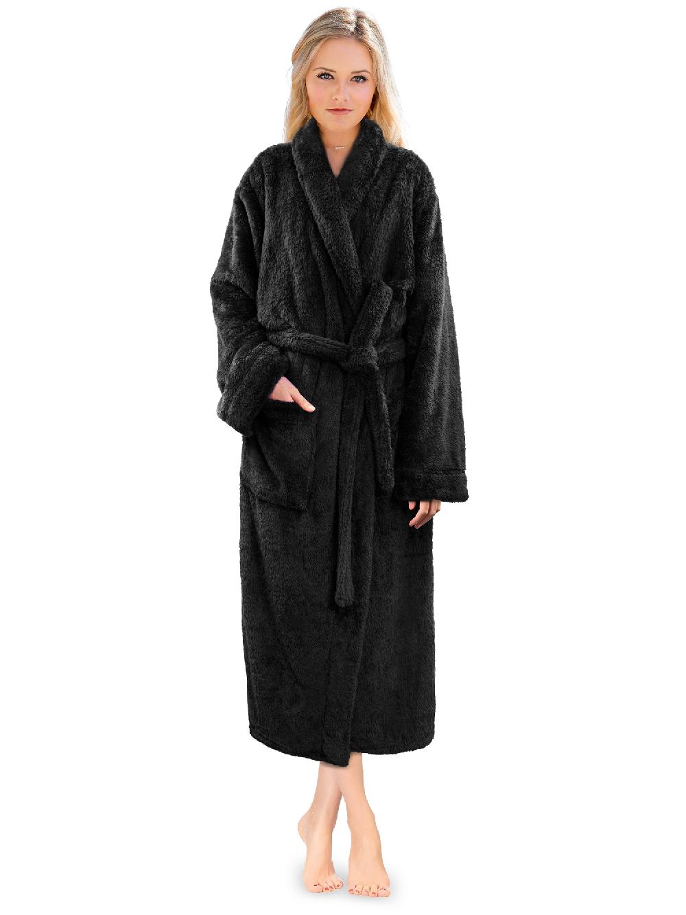 PAVILIA Premium Women Plush Soft Robe Fluffy Warm Fleece Sherpa Shaggy Bathro