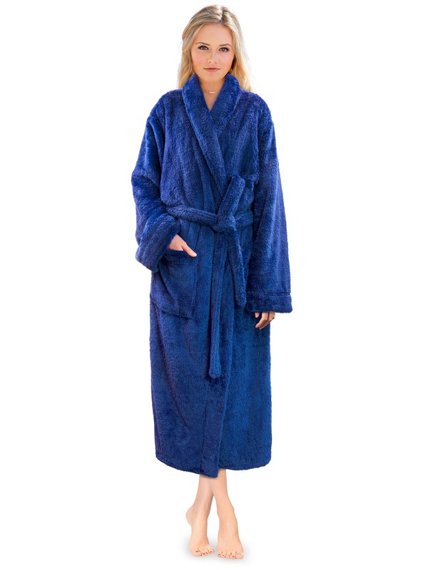 PAVILIA Premium Women Plush Soft Robe Fluffy Warm Fleece Sherpa Shaggy Bathro