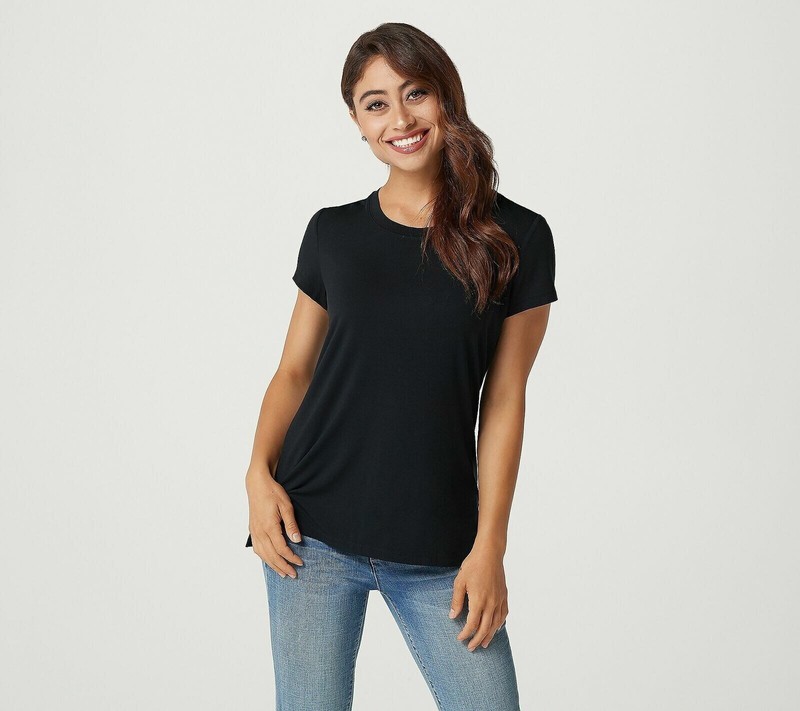 Peace Love World Modal Spandex Short-Sleeve Tee-Black-XXS A386010 NEW
