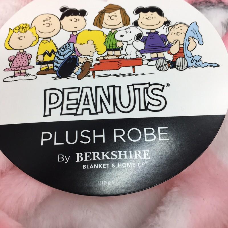 Peanuts Hooded Bath Robe Snoopy Pink White Hearts Wedding Berkshire Adult L/XL