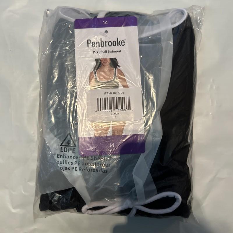 Penbrooke Women's Pickleball Stretch Sport Swimsuit Black Size 14