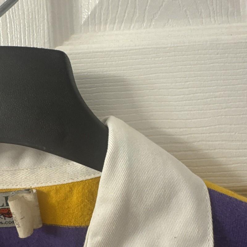 Perlis Crawfish Mardi Gras Rugby Style Womens LSU Striped Polo Dress Size Large