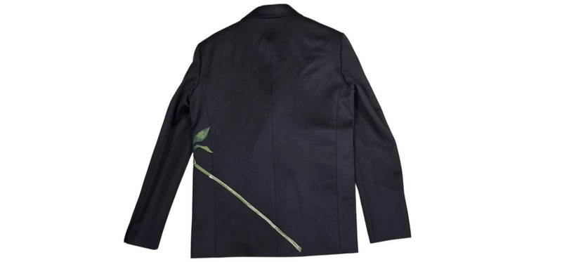 Peter Do Women's IT 38 Black Floral Tuxedo Oversized Blazer Wool SS22