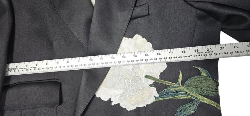 Peter Do Women's IT 38 Black Floral Tuxedo Oversized Blazer Wool SS22