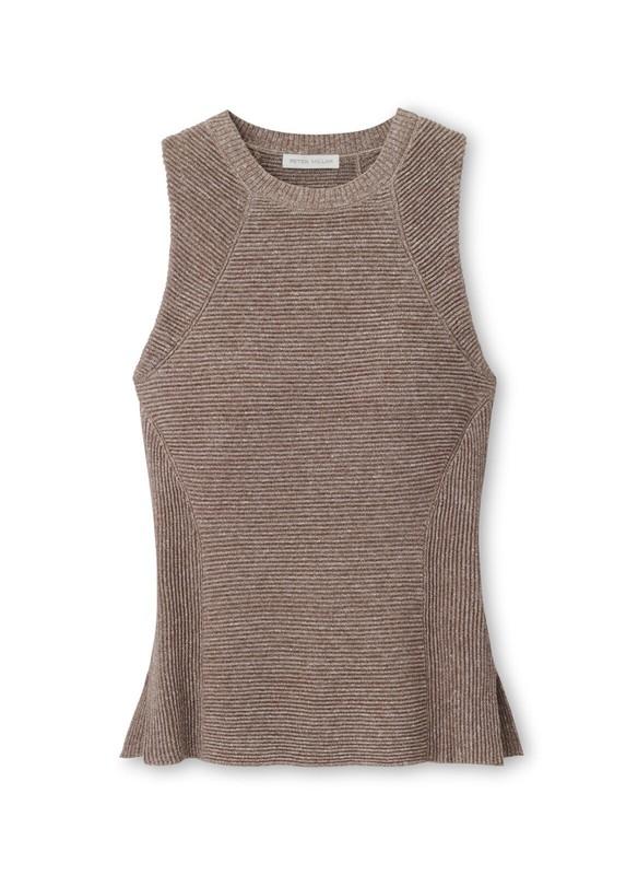 Peter Millar Womens Espresso Ottoman Rib Sleeveless top Xs small medium Large