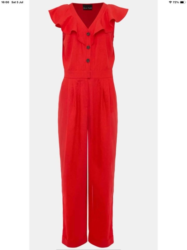 PHASE EIGHT Jamilla Red Linen Blend Jumpsuit Size 14
