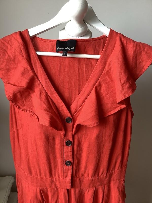 PHASE EIGHT Jamilla Red Linen Blend Jumpsuit Size 14