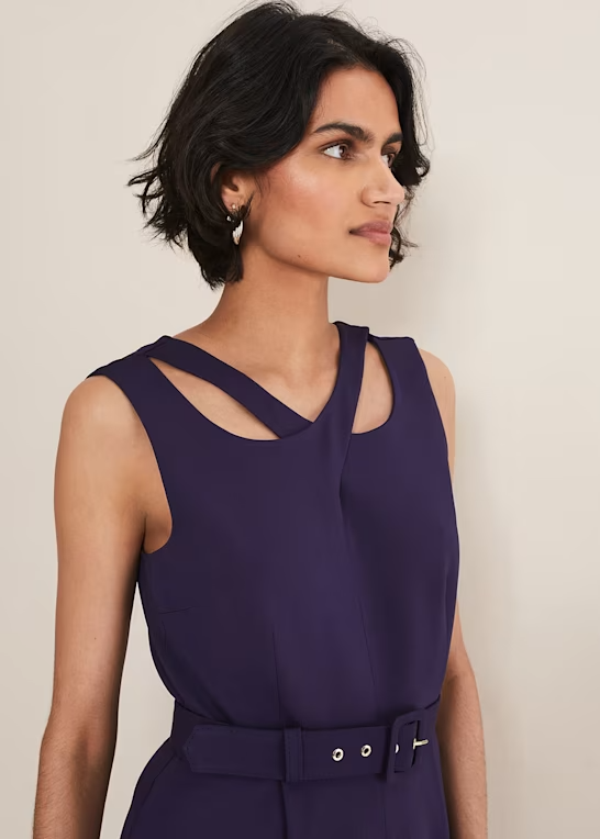 Phase Eight Jumpsuit Purple Belted Sleeveless Anna Jumpsuit UK 20 RRP £189