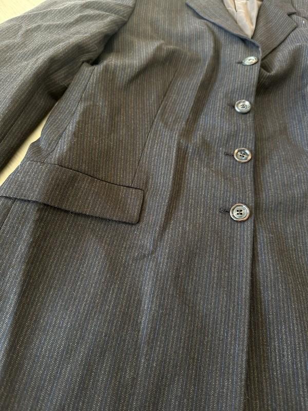 Piazza Sempione Women’s Long Blazer Jacket Brown Striped 4 Button Size Medium?