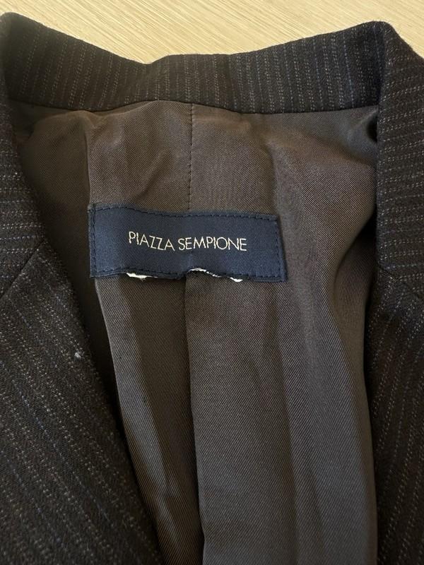Piazza Sempione Women’s Long Blazer Jacket Brown Striped 4 Button Size Medium?