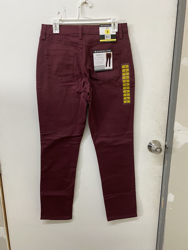 PICK SIZE- NWT- Bandolino Women's Amy Straight Slimming Leg Burgendy Jean