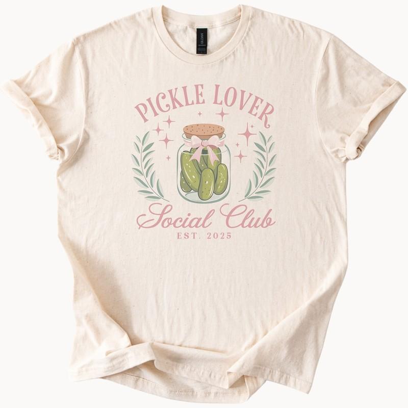 Pickle Lover Shirt Social Club Jar Graphic T Shirt Cute Dill Pickles Tee Beige