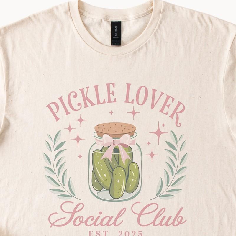 Pickle Lover Shirt Social Club Jar Graphic T Shirt Cute dill Pickles Tee Beige