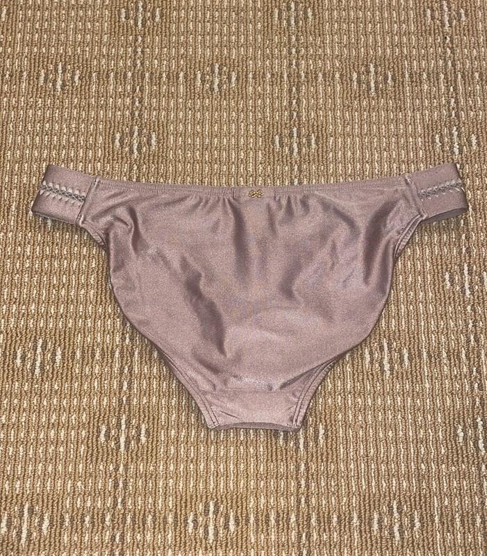 Pilyq Midnight Stitched Tab Side Full Bikini Bottoms In Sandstone SZ L NWOT
