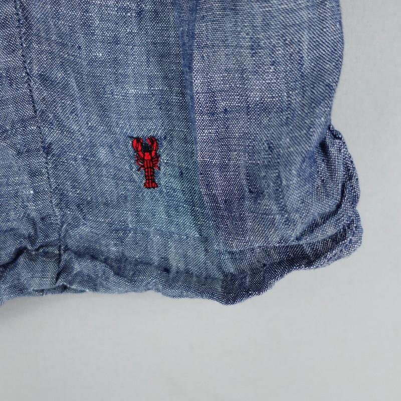 PINCH Cole Haan Linen Chambray Button Up Shirt Womens S Blue Long Sleeve Lobster