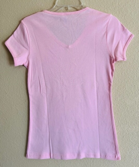 Pink Bella Ladies Short Sleeve V-Neck Jersey T-Shirt Light Pink Tee 6005