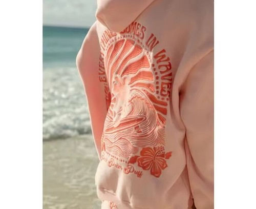 Pink Palm Puff Hoodies For Womens Long Sleeve Letter Print Cute Graphic Hoodie