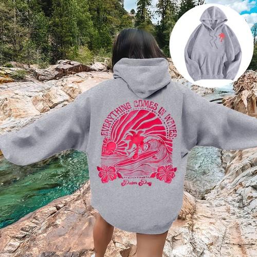 Pink Palm Puff Hoodies For Womens Long Sleeve Letter Print Cute Graphic Hoodie