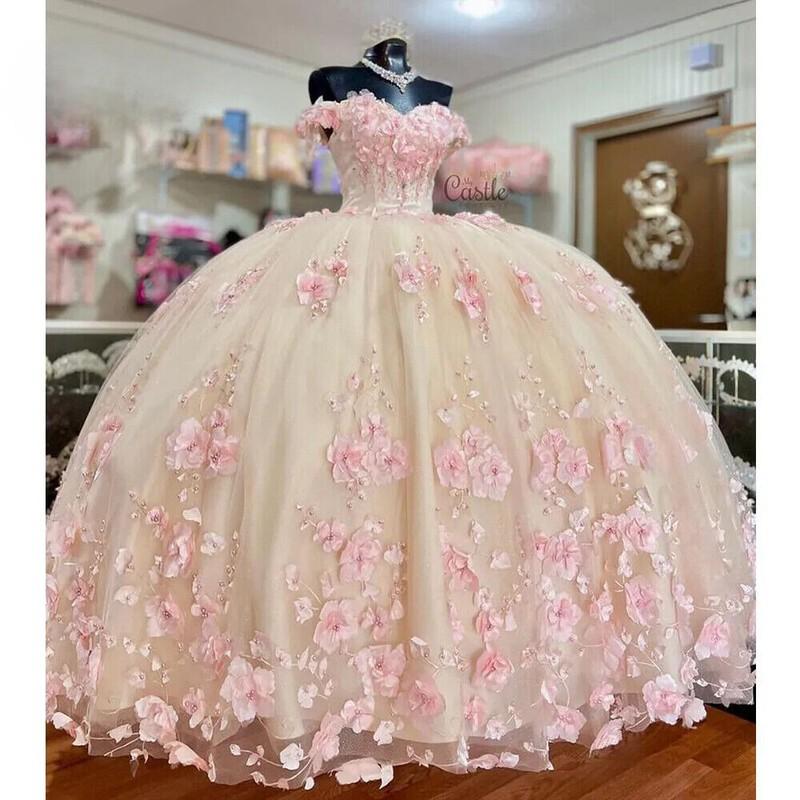 Pink Tulle Quinceanera Dresses Sweetheart Ball Gown Princess Party Gown Sweet 16