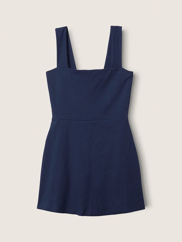 PINK Victoria’s Secret Navy LARGE Rib Square Neck Active Sleeveless Dress VS