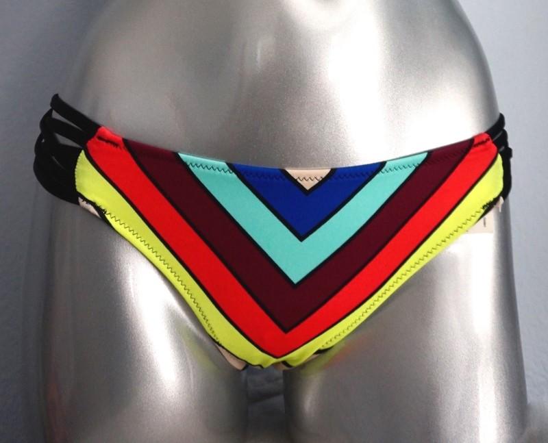 Pink Victorias New Secret Chevron Retro Stripe Black Strappy Bikini Bottom XS