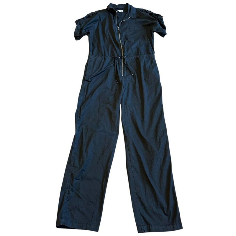 Pistola Black Short Sleeve Jumpsuit Pants Defined Waist Collar Size Medium Women