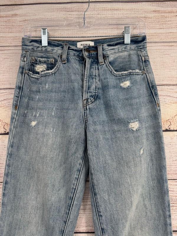 Pistola Charlie High Rise Straight Distressed Jeans Women's 25 Blue Light Wash