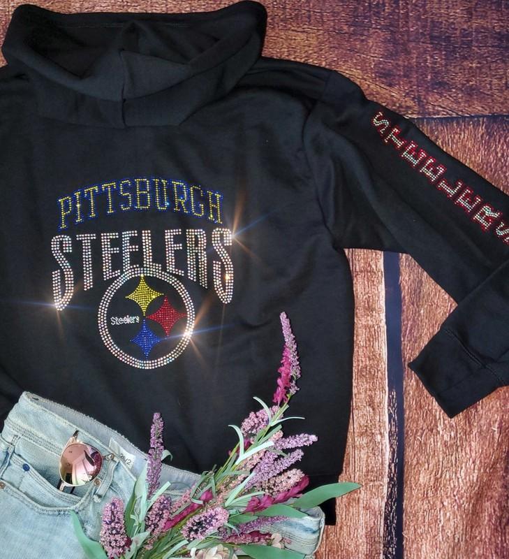 Pittsburgh Steelers Bling Unisex Hoodie Zip Up Or Crewneck Sweatshirt S Thru 3x
