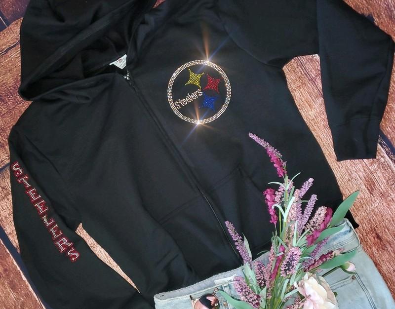 Pittsburgh Steelers Bling Unisex Hoodie Zip Up Or Crewneck Sweatshirt S Thru 3x
